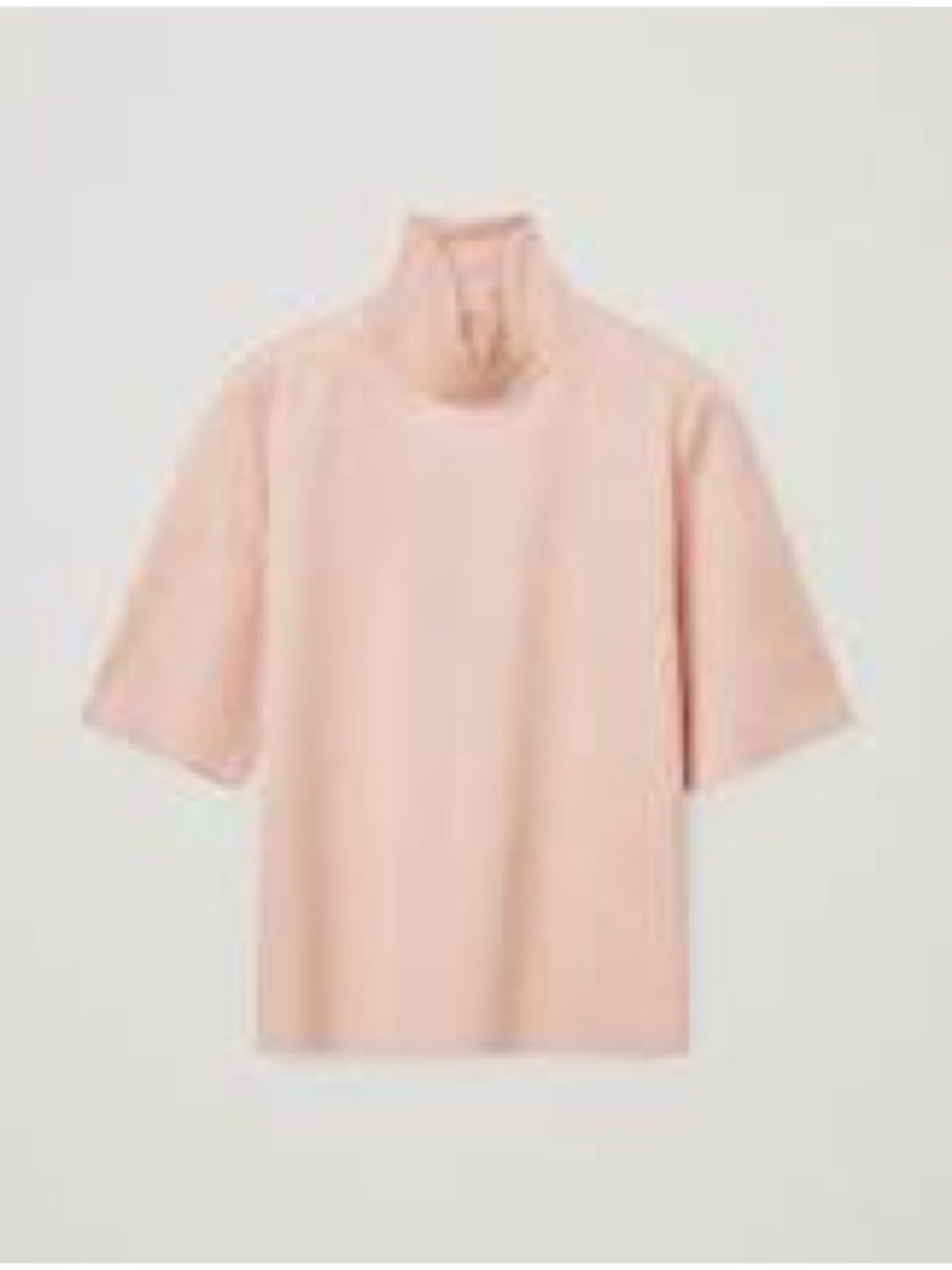 Cos Boxy Cotton Women's Short-Sleeve Mock Neck Top in Blush Pink
